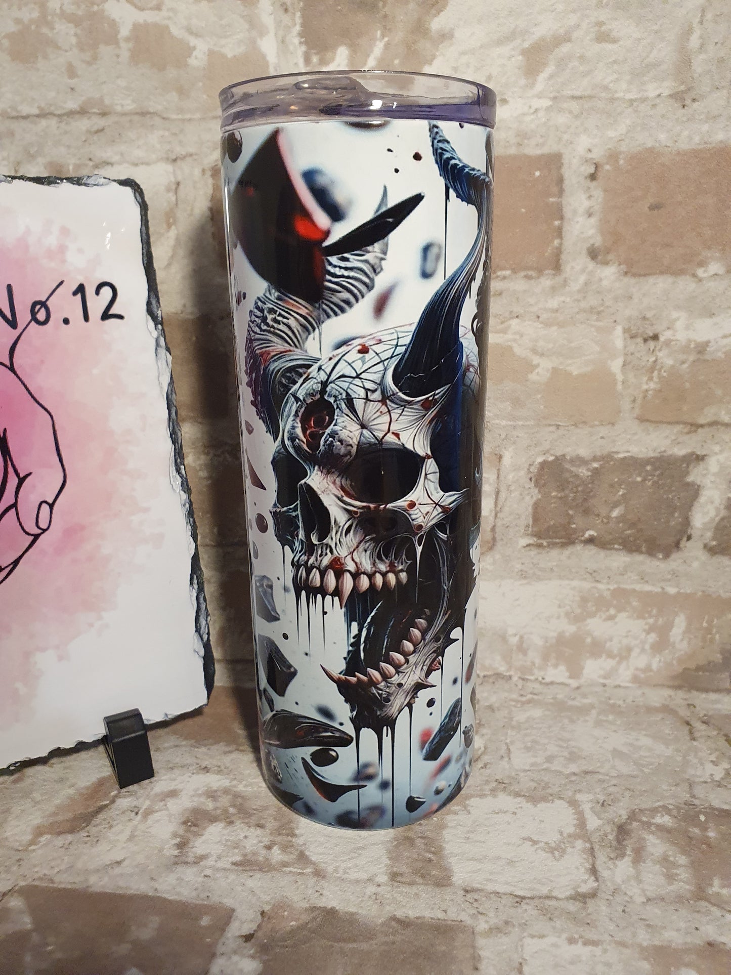 Horror demon tumbler, macabre, skull stainless stell tumbler, flask, gift for birthday, Christmas,