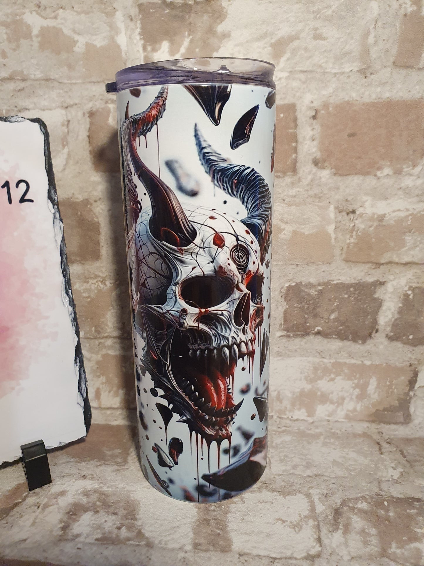 Horror demon tumbler, macabre, skull stainless stell tumbler, flask, gift for birthday, Christmas,