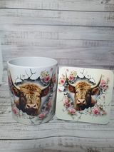 Highland Cow Mug & Coater set