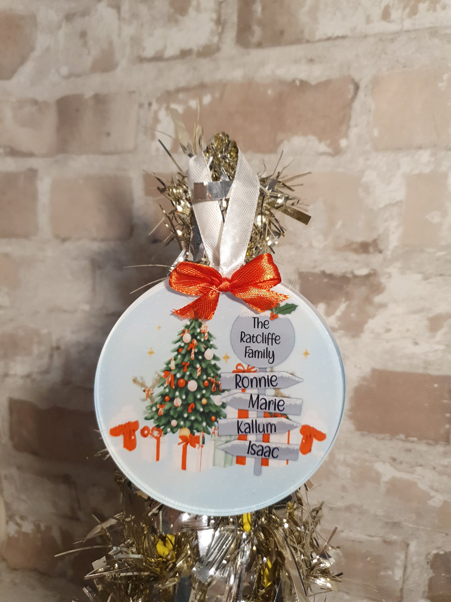 Family signpost bauble